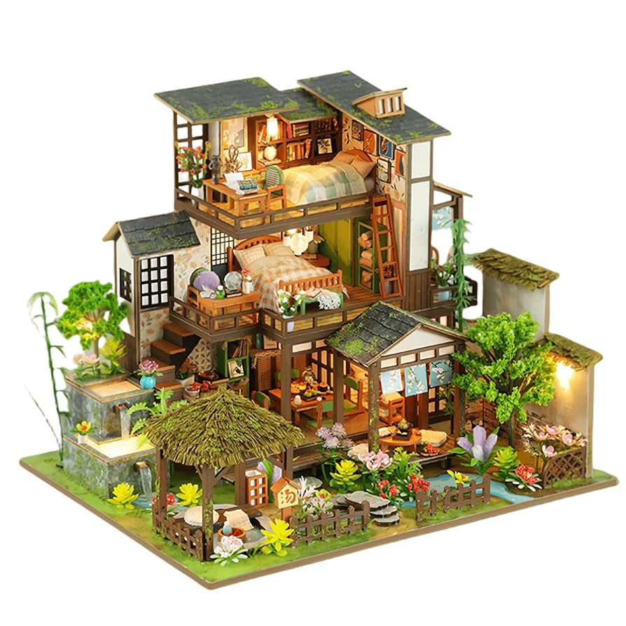 Amazon | DIY和風コテージロフトヴィラ中式ドールハウス 3D 組立
